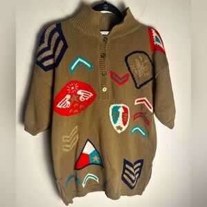 RENEE TENER for JEANNE PIERRE VTG Women’s Medium Artsy Button Up Cotton Sweater